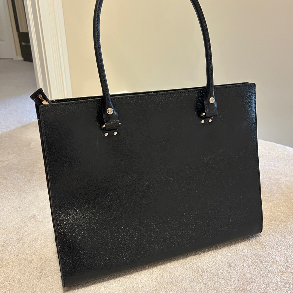 Kate Spade Black Leather Bag; multi purpose will fit a laptop! - Picture 2 of 8